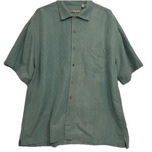 Batik Bay Hawaiian Button Short Sleeve Shirt Green Men Size 2XL‎ Rayon Collared